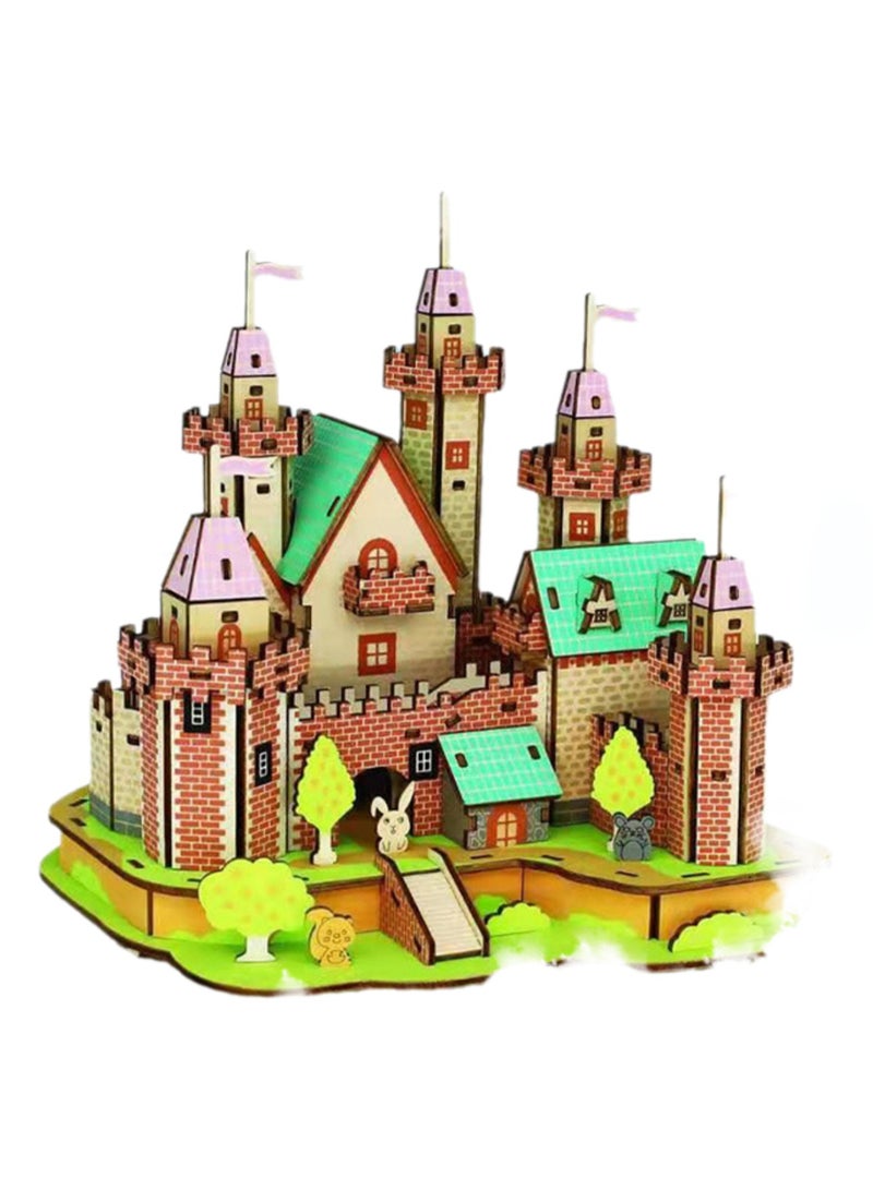 Children's Educational Toy Wooden 3D Puzzle Fairy Tale Castle - Image 1